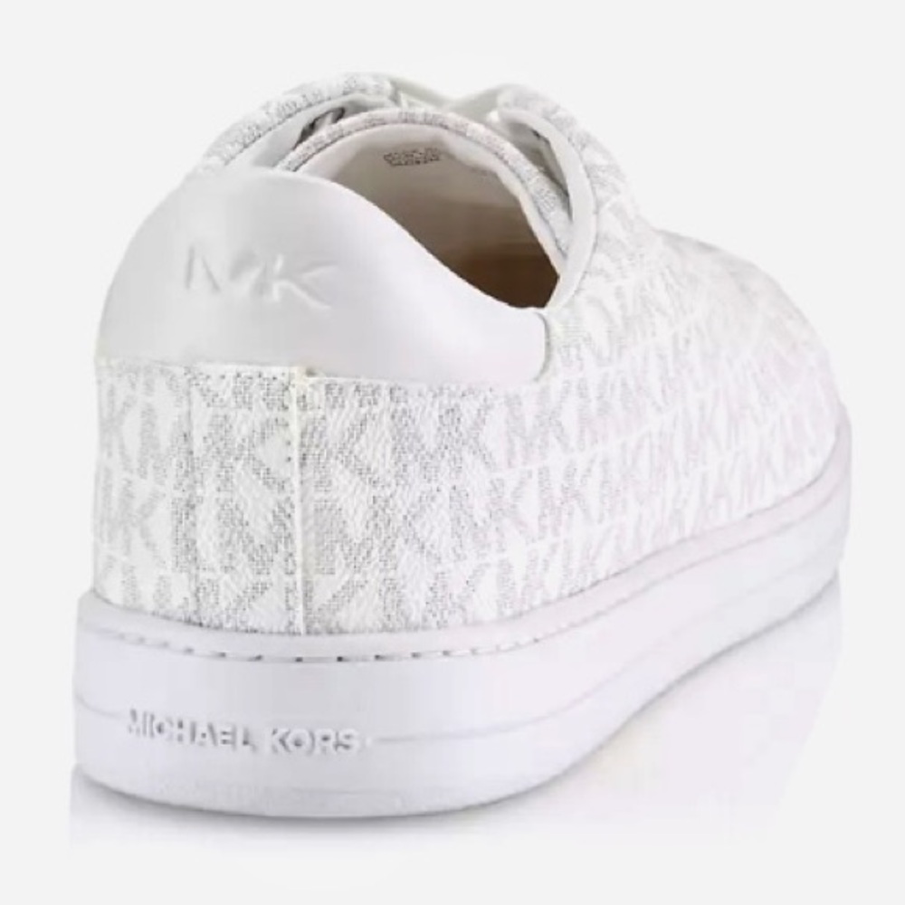 Michael Kors Shoes Men’s Size 12 Nate Allover MK Logo White Low Top Sneakers - Picture 3 of 7